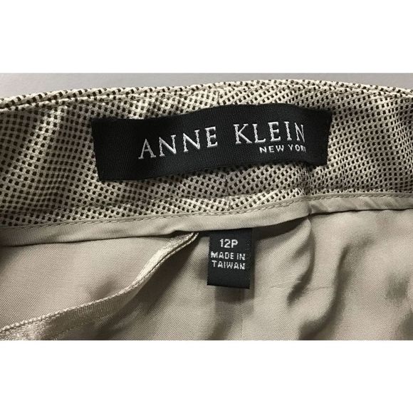 Anne Klein NWT Taupe Black Checkered Straight Leg Wool Pants, Sz 12P, MP $245 - Picture 6 of 15